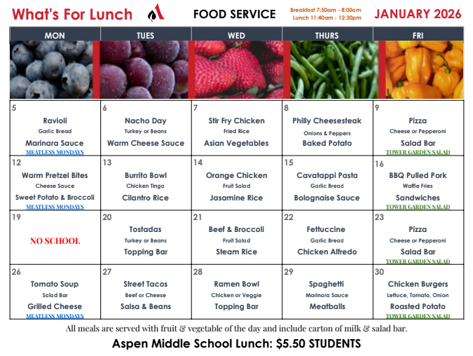 AMS Lunch Menu